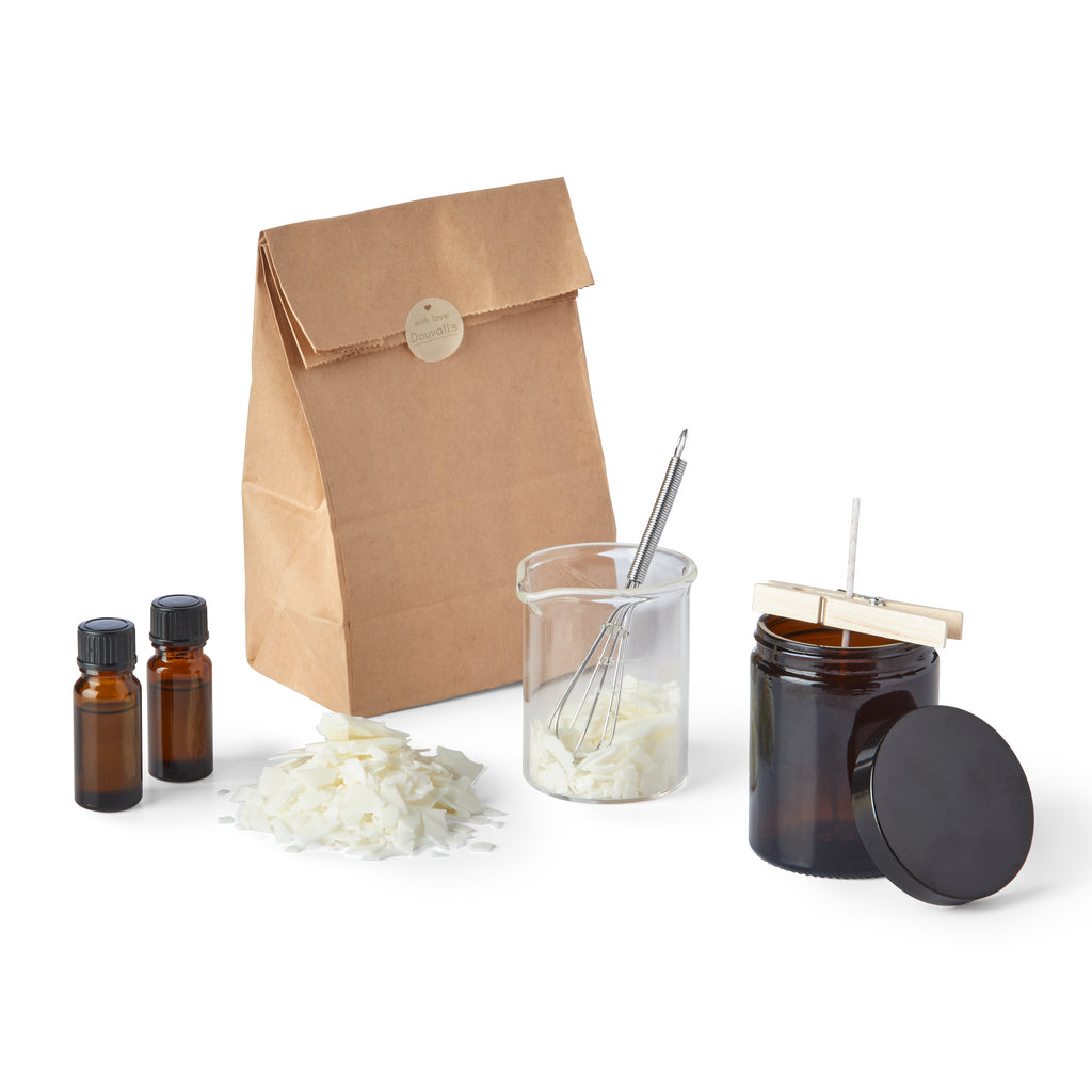 candle workshop kit, candle workshop, candle making, candle making kit, candle kit, make your own candles, online class, candle class, soy wax, beaker, glass jar, candle jar and lid, peg, whisk, wicks, essential oils.